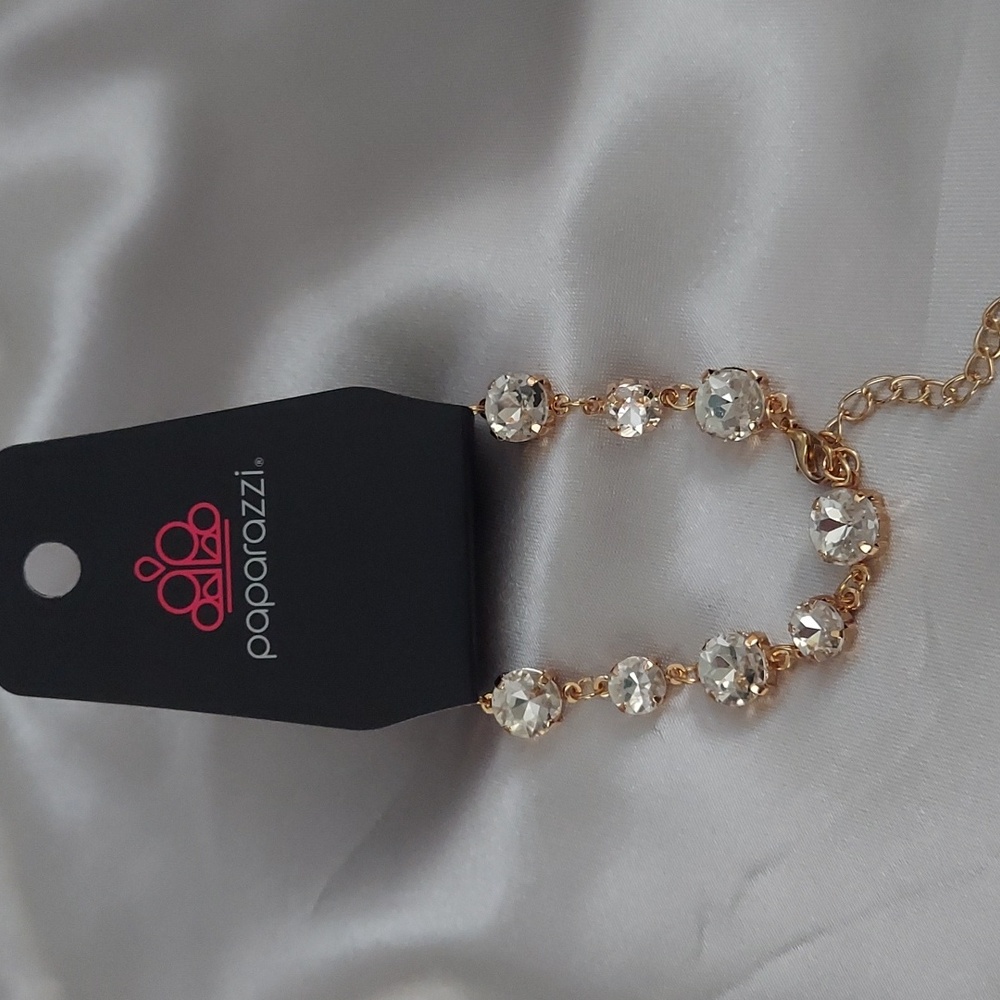 Golden and rhinestone bracelet